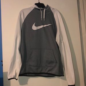 Grey and white Nike hoodie